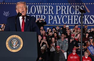 Trump delivers remarks on the economy at the Mount Airy Casino Resort in Mount Pocono, Pennsylvania, on Tuesday